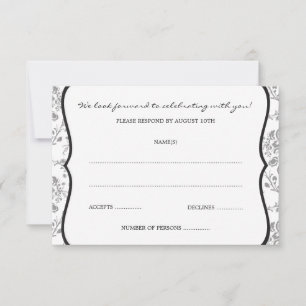 RSVP ou Placas de Resposta Victorian Damask (Preto