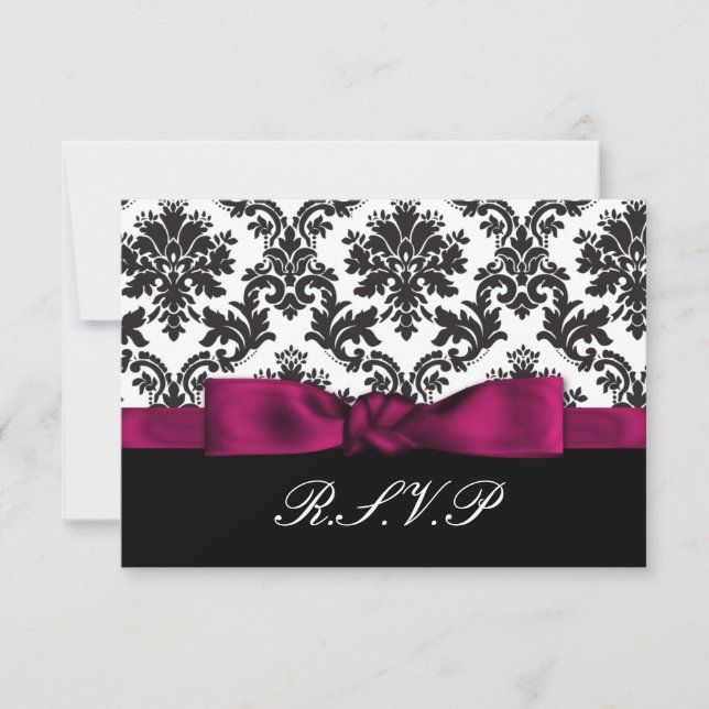 rsvp padrão de damasco rosa 3,5 x 5 (Frente)