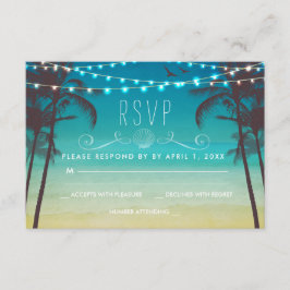 RSVP Palmeira tropical do cartão do casamento de praia