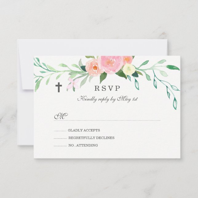 RSVP para Batismo Floral Doce (Frente)