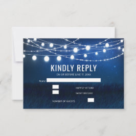 RSVP para Casamento com Luzes Noturnas Azuis Moder