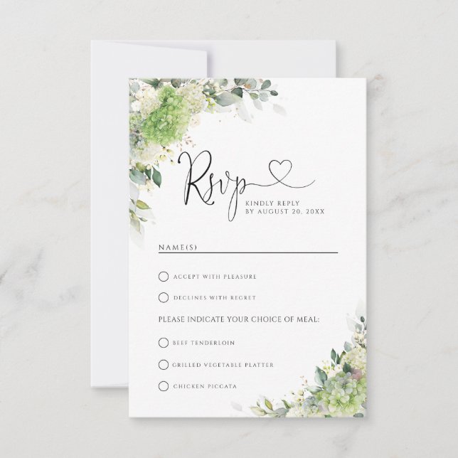 RSVP para Casamento de Hortênsias Florais com Esco (Frente)