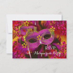 RSVP Partido Mascarada de Máscara Floral Dourada R