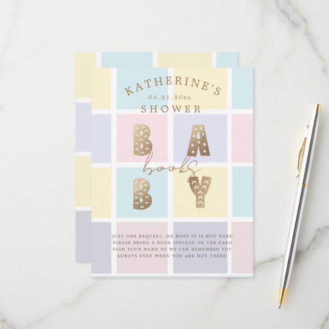 RSVP Pastel Colour Block Dourados Livros Para Cartão De (Frente/Verso In Situ)