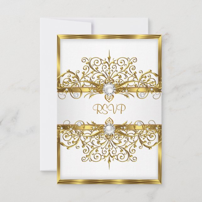 RSVP Pérolas Ouro Branco Festa de Aniversário Eleg (Frente)