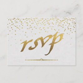 RSVP Personalizado de Casamento de Folha Real Gold