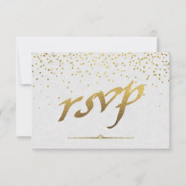 RSVP Personalizado de Casamento de Folha Real Gold