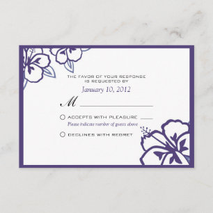 RSVP Personalizado de Flor de Hibiscus Branco e Pu