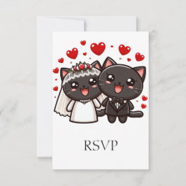 RSVP Personalizado de Gatos de Casamento de Noite
