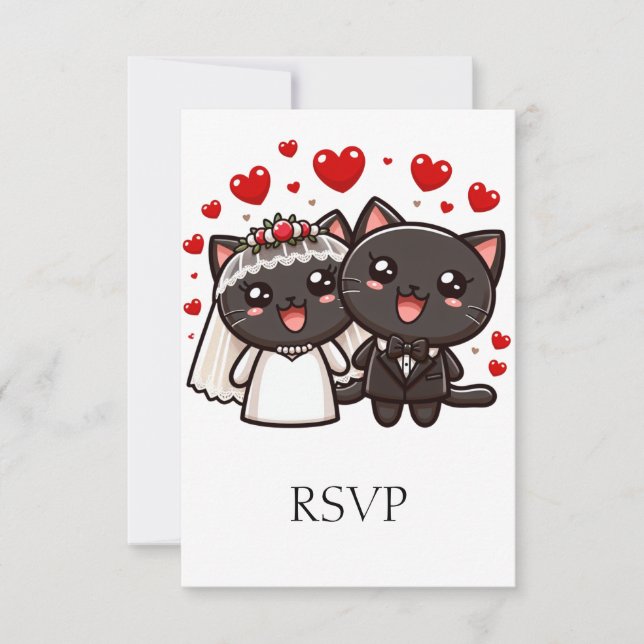 RSVP Personalizado de Gatos de Casamento de Noite  (Frente)