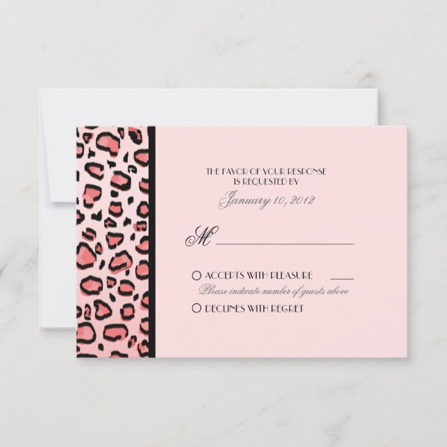 RSVP Personalizado de Impressão Leopardo Rosa (Frente)