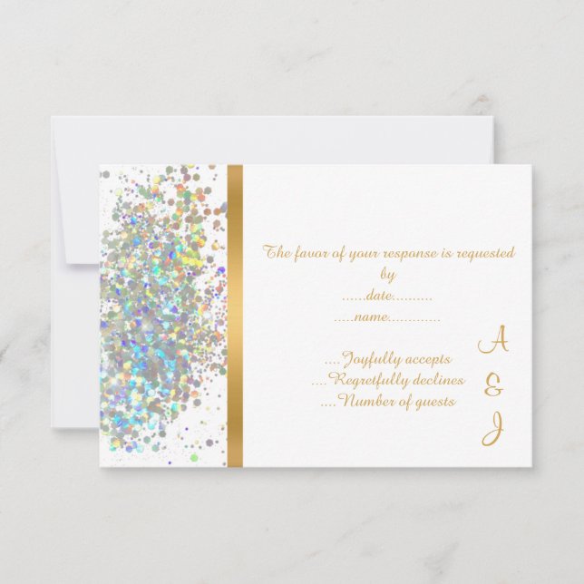 RSVP PERSONALIZADO DOURADO DO RAINBOW RAINBOW ELEG (Frente)