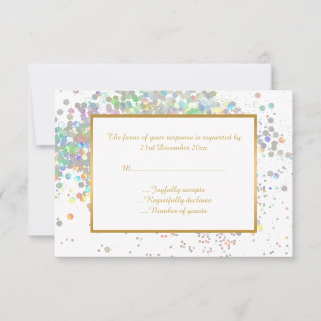 RSVP PERSONALIZADO HOLOGRÁFICO DE PASTEL BRANCO EL (Frente)