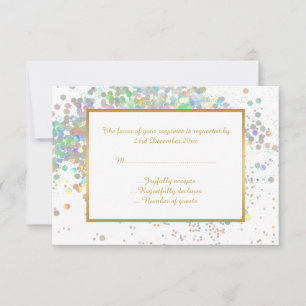 RSVP PERSONALIZADO HOLOGRÁFICO DE PASTEL BRANCO EL