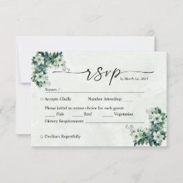 RSVP personalizável das flores verdes azuis