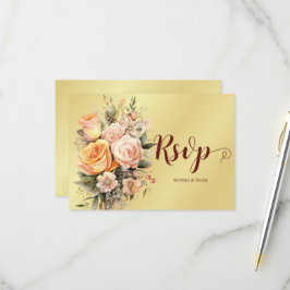RSVP Pêssego Russo e Cartão RSPV para Casamento de Flor