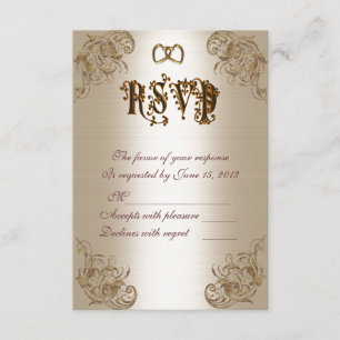 RSVP placa de resposta gold satin-look