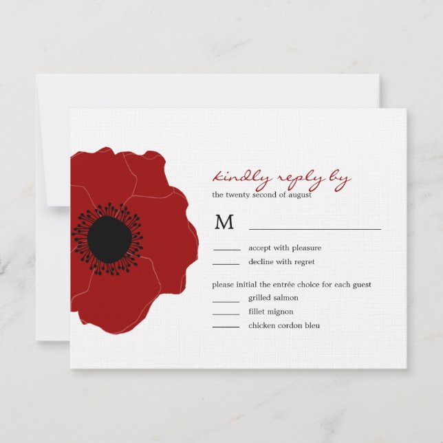 RSVP/Placas de Resposta de Casamento Poppy Moderno (Frente)