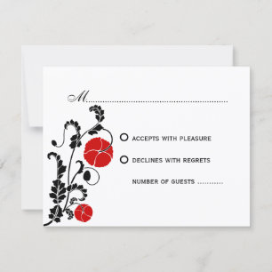 RSVP/Placas de Resposta de Casamento Vermelho Eleg