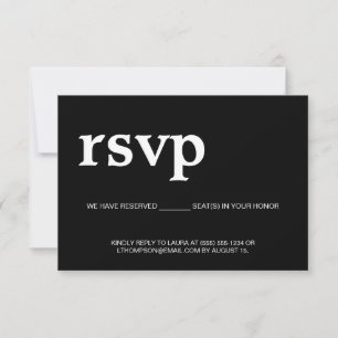 RSVP por e-mail Assento Reservado Branco no preto