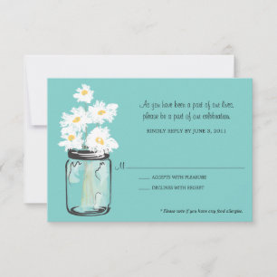 RSVP - Pote de Mason cheio de Margaridas Brancas