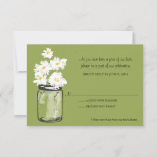 RSVP - Pote de Mason cheio de Margaridas Brancas