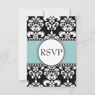 RSVP preto azul para convites quadrados