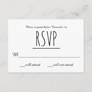 RSVP preto/branco - cartão de RSVP