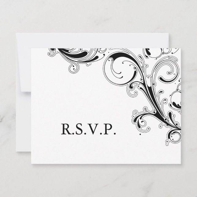 RSVP Preto/Branco do Swirl de Filigree (Frente)