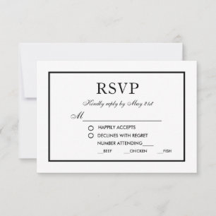 RSVP preto & branco M do casamento elegante