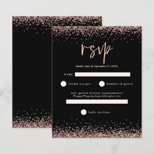 RSVP Preto do Script Glitter Dourado do Rosa de Or