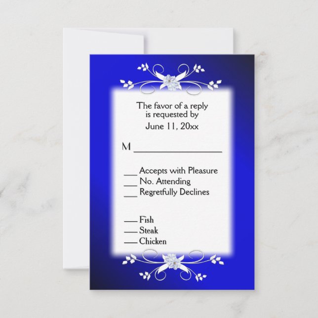 RSVP Preto e Azul Elegante com Menu (Frente)