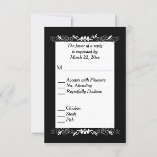 RSVP Preto e Branco com opção de menu
