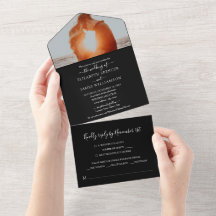 RSVP Preto e Branco de Casamento de Foto Elegante