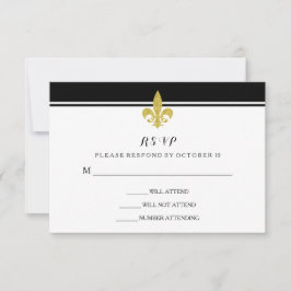 RSVP Preto e Branco do Fleur de Lis Dourado Elegan