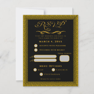 RSVP Preto e dourado com elementos decorativos  Cartão 