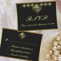 RSVP Preto e Dourado Elegante