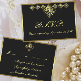 RSVP Preto e Dourado Elegante