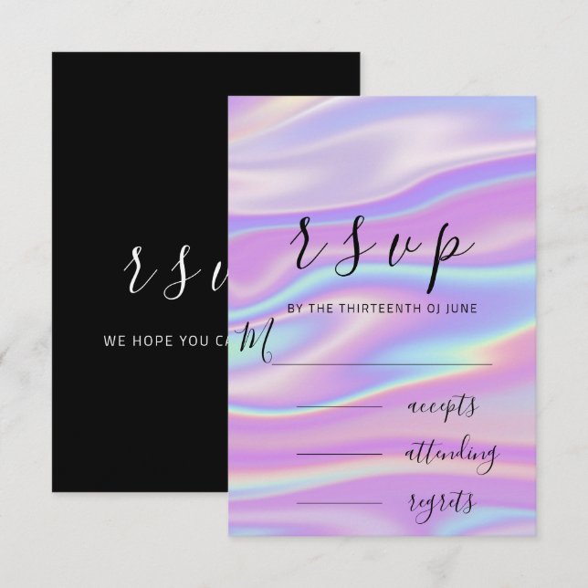 RSVP Preto Pó Holográfico Branco Preto (Frente/Verso)