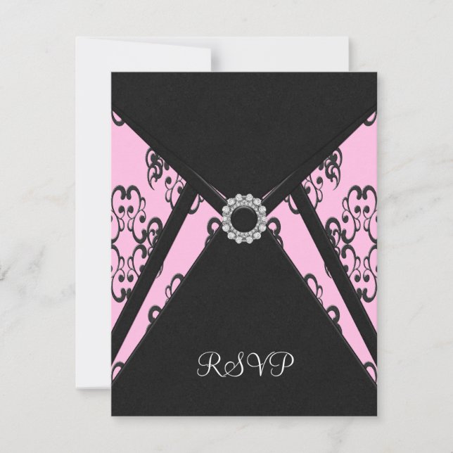 RSVP Preto-preto Rosa-Rosa-Rosa-Elegante (Frente)