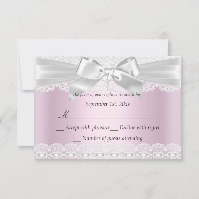 Rsvp Pretty Pink Lace Cruz Batismo 3x5 (Frente)