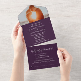 RSVP Purple de Casamento de Foto Elegante Simples