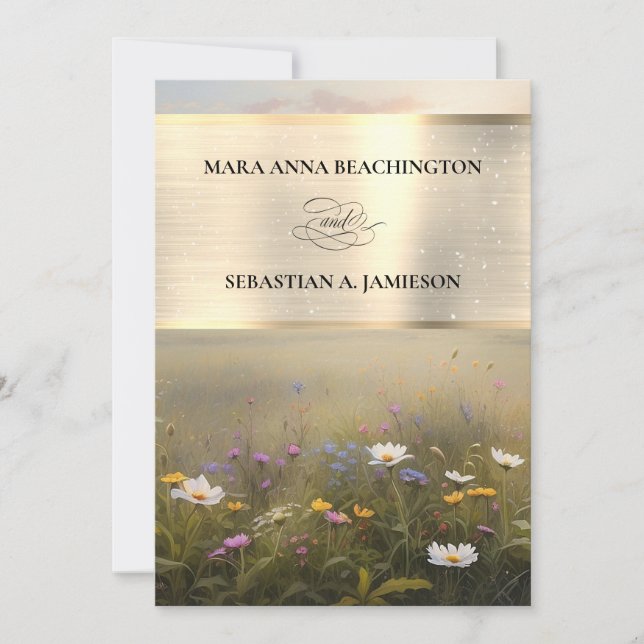 *~* RSVP QR AR31 Misty Flowers Convite de Casament (Frente)