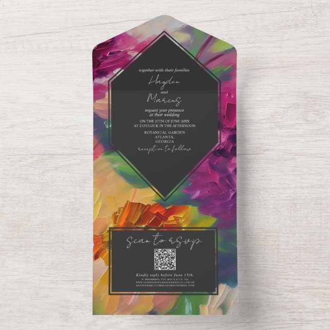 RSVP QR Floral Multicolor Botânico para Casamento (Interno)