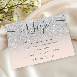 Rsvp quic do script pink pincel de brilho prateado