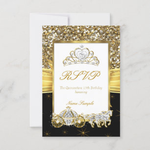RSVP Quinceanera Mágica Carruagem de Cavalos Preta