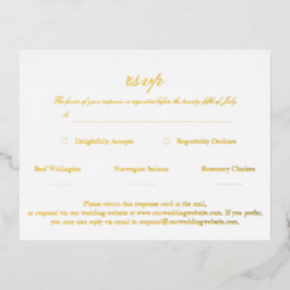 RSVP Real Dourado de Casamento de Script Elegante