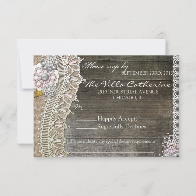 RSVP Recepção de Casamento Floral em Madeira com R (Frente)