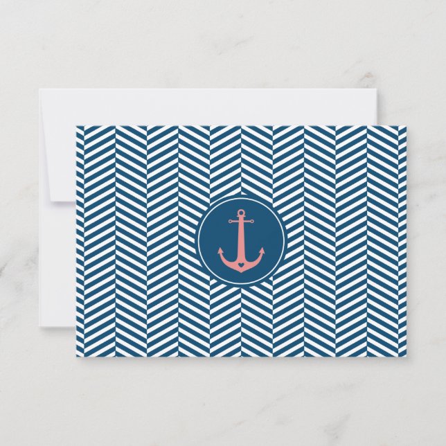 RSVP REPLY CARD monograma da âncora náutica modern (Frente)