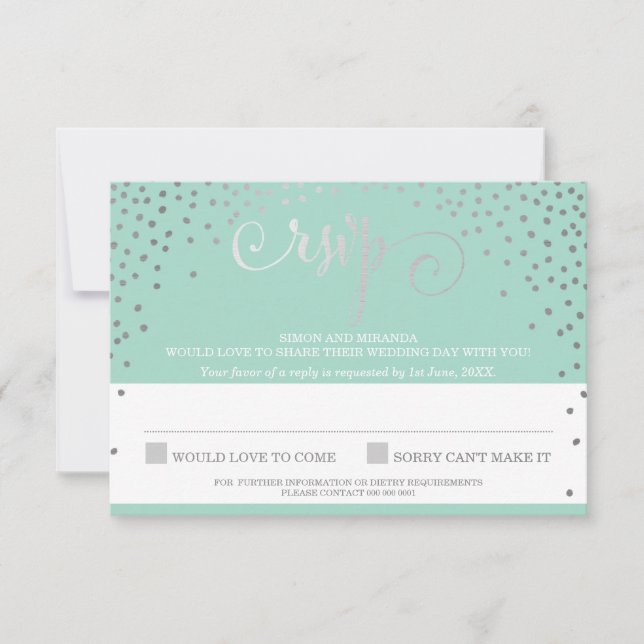 RSVP RESPLY chic rústica mini prata confetti mini  (Frente)